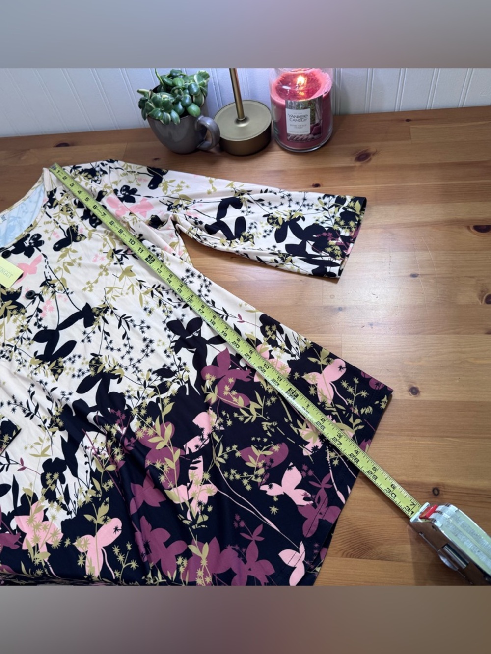 BAISHENGGT Apricot Floral 3/4 Sleeve Tunic Top Size 2XL New With Tags - Picture 7 of 9